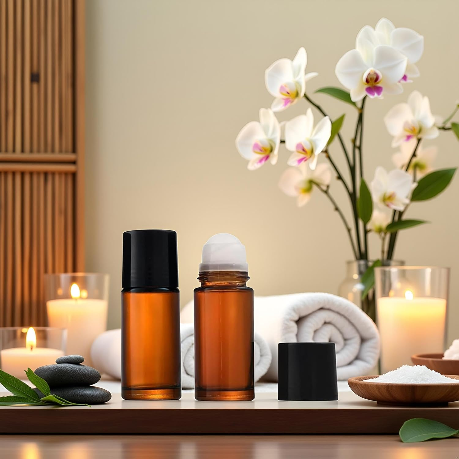 2 Pcs 50Ml Brown Glass Essential Oil Roller Bottles Refillable Roll on Bottles Empty Deodorant Bottle Containers Rollerball Bottles for Fragrance Roller Bottles Refillable Containers