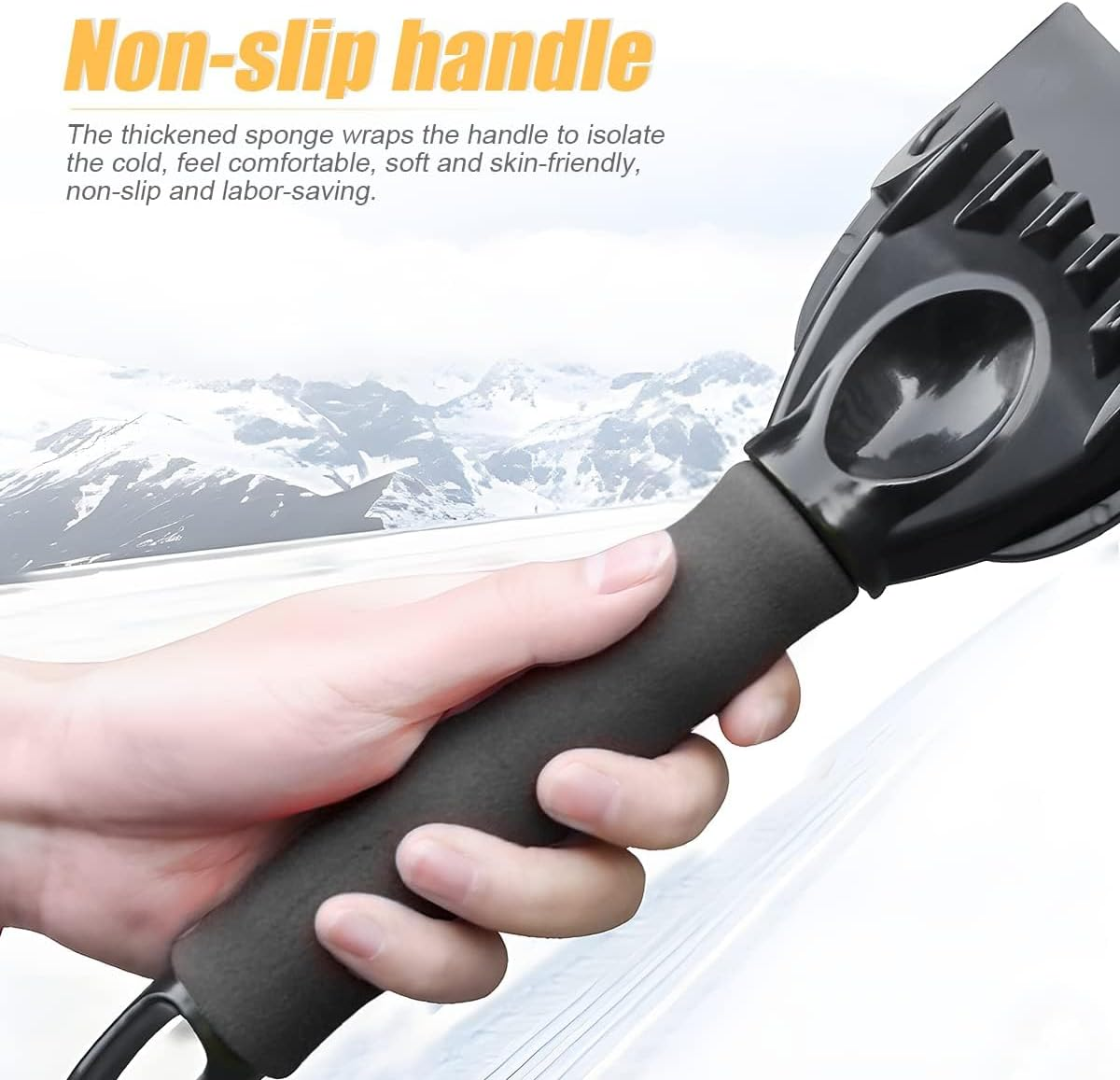 Ice Scraper for Car Windshield, Snow and Frost Removal for Auto Window, No Scratch Winter Cleaning Tool, ABS Body with Foam Handle, Car Exterior Accessories Universal for Car, Truck, SUV (Black) image number 4