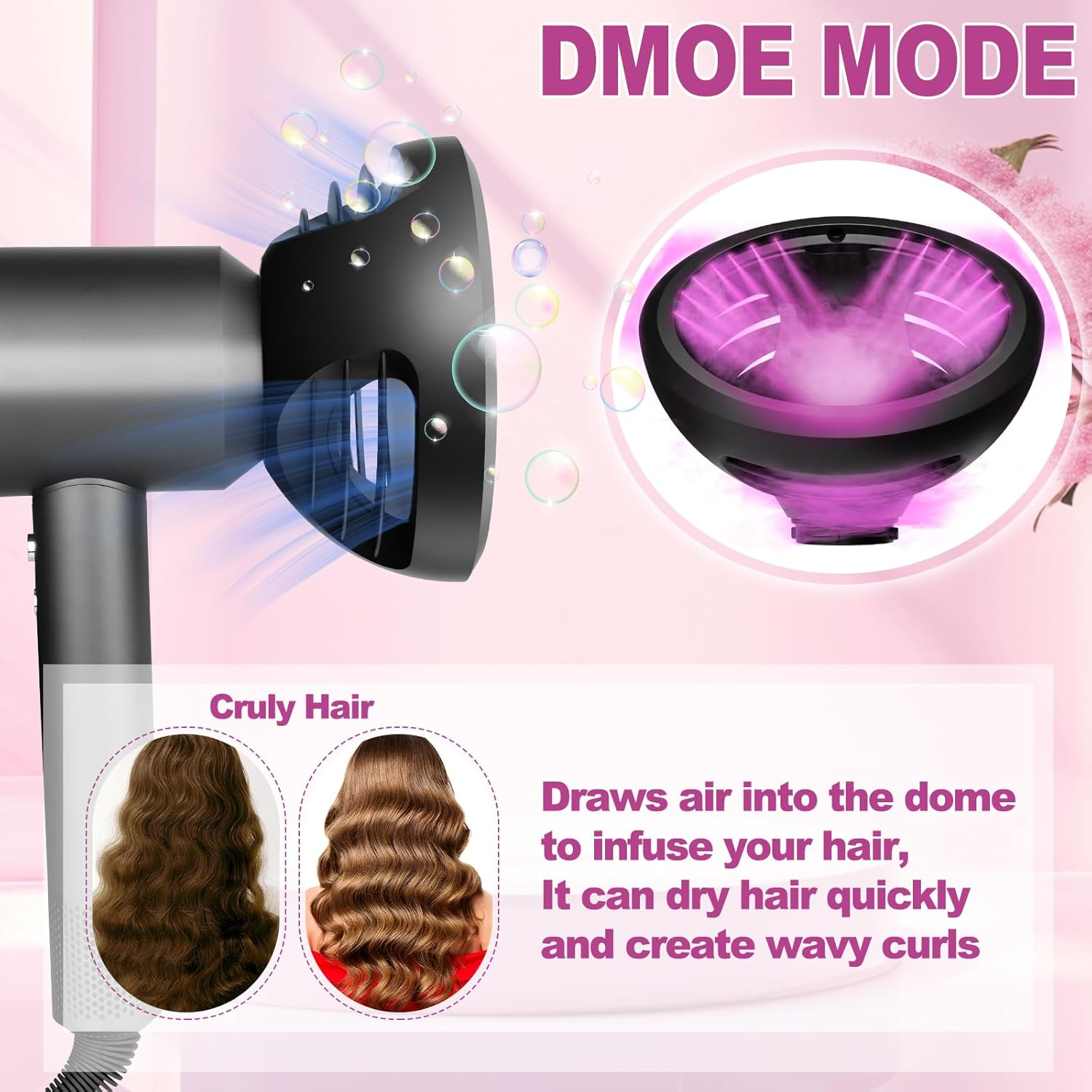 YTCHYYSK New Wave Curl Diffuser Nozzle for Dyson Supersonic Hair Dryer HD01 HD02 HD03 HD04 HD08 HD15 HD16 Accessories, Attachemnt Parts No 973924-01, One Tool Two Mode for Wavy Curly or Coily Hair image number 6