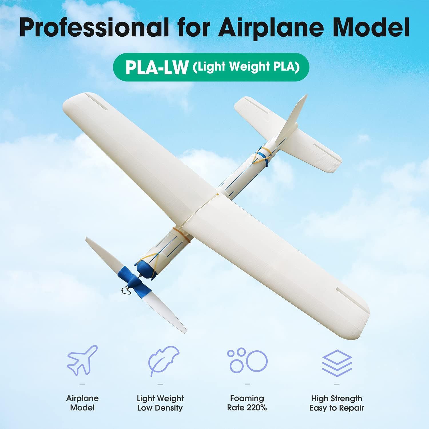 Esun PLA-LW 3D Printer Filament 1.75Mm 1KG 2.2LBS 3D Printing Filament Light Weight Foam Material 1Kg for 3D Printer Aircraft Nature&hellip; image number 5