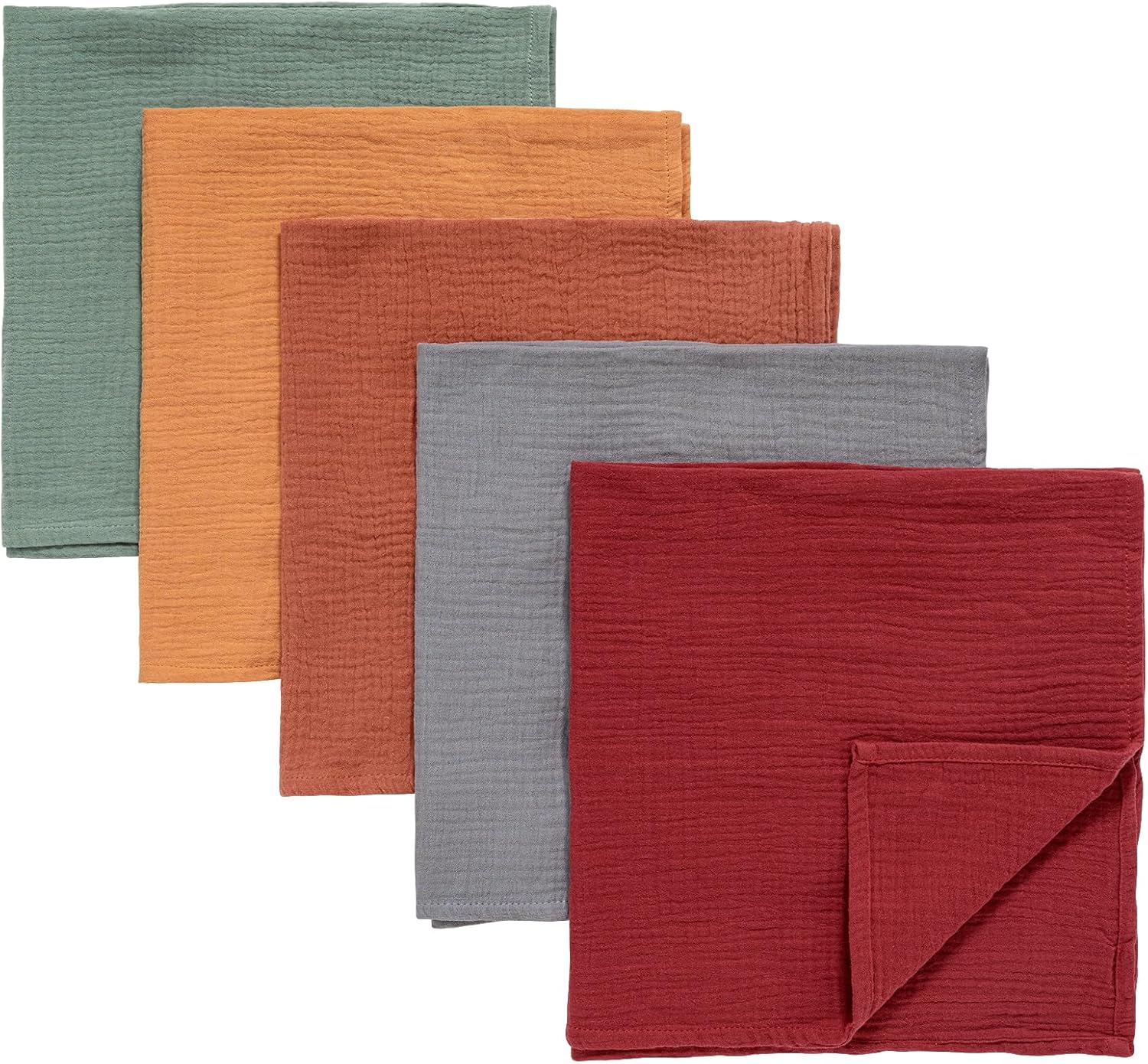 Muslin Swaddle Blankets, Neutral Receiving Blanket Swaddling for Newborn Boys and Girls, 5 Pack Breathable and Skin-Friendly Burp Cloths Swaddle Wrap for Infant Baby (Bright Colors)