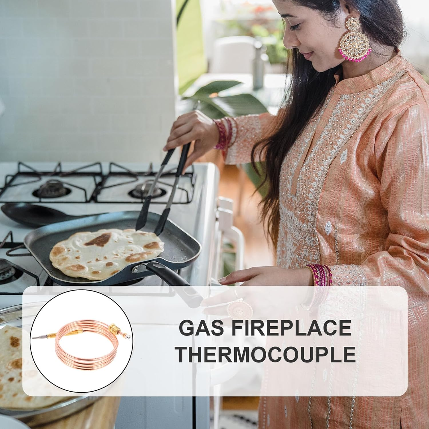 Fireplace Thermocouple Sensor for Gas Stoves and Grills Precise Temperature Control Safety Device for Oven Flameout Protection and Appliance Longevity image number 3