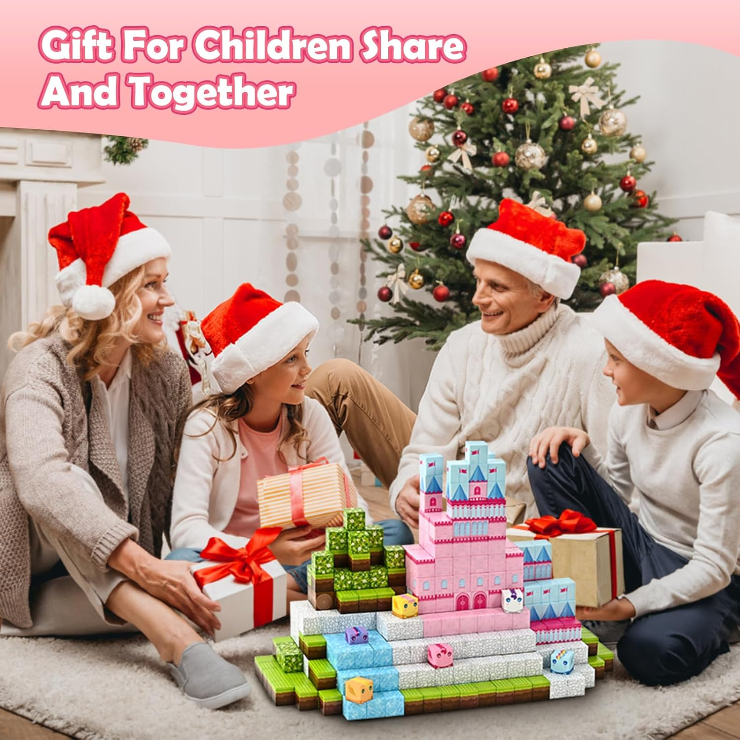 Magnetic Blocks for Girls Toys - 100PCS Magnet Castle Building Set, Sensory Toys for Toddlers, Magnetic Tiles Toys Gifts for Kids Age 3+, Fidget Cubes Construction Toys for Christmas, Birthday image number 5