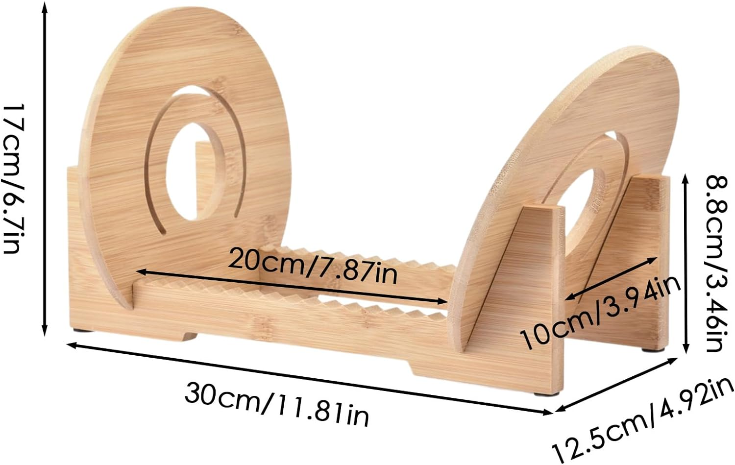 Vinyl Record Storage Holder, Holds up to 50 LP Music Albums, Bamboo Album Display Stand Vinyl Record Rack, Desktop File Sorter Organizer for Home Office image number 5