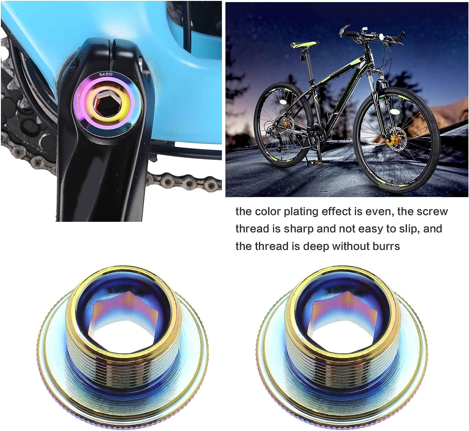 Emsea M20 Bike Crank Cover with 2PCS Bolts Hex Head Crank Arm Bolts Bicycle Crankset Screw Compatible with Shimano M4000/M590/M596/M610/M661/Deore/Slx/Xt/Xtr image number 3