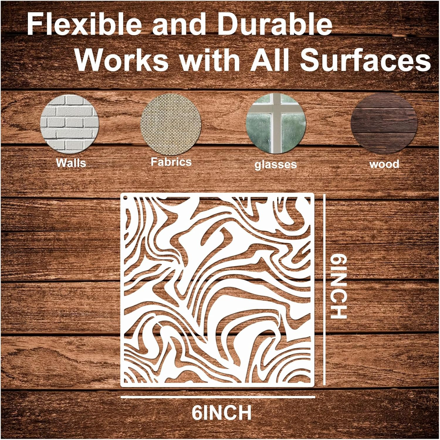 Cubist Stencils for Crafts Reusable 6 X 6 Inch Texture Mixed Media Burlap Art Painting on Wood Wall Canvas Brick Layered Pattern Paint Art Stencils for Card Making (16Pcs Cubist) image number 4