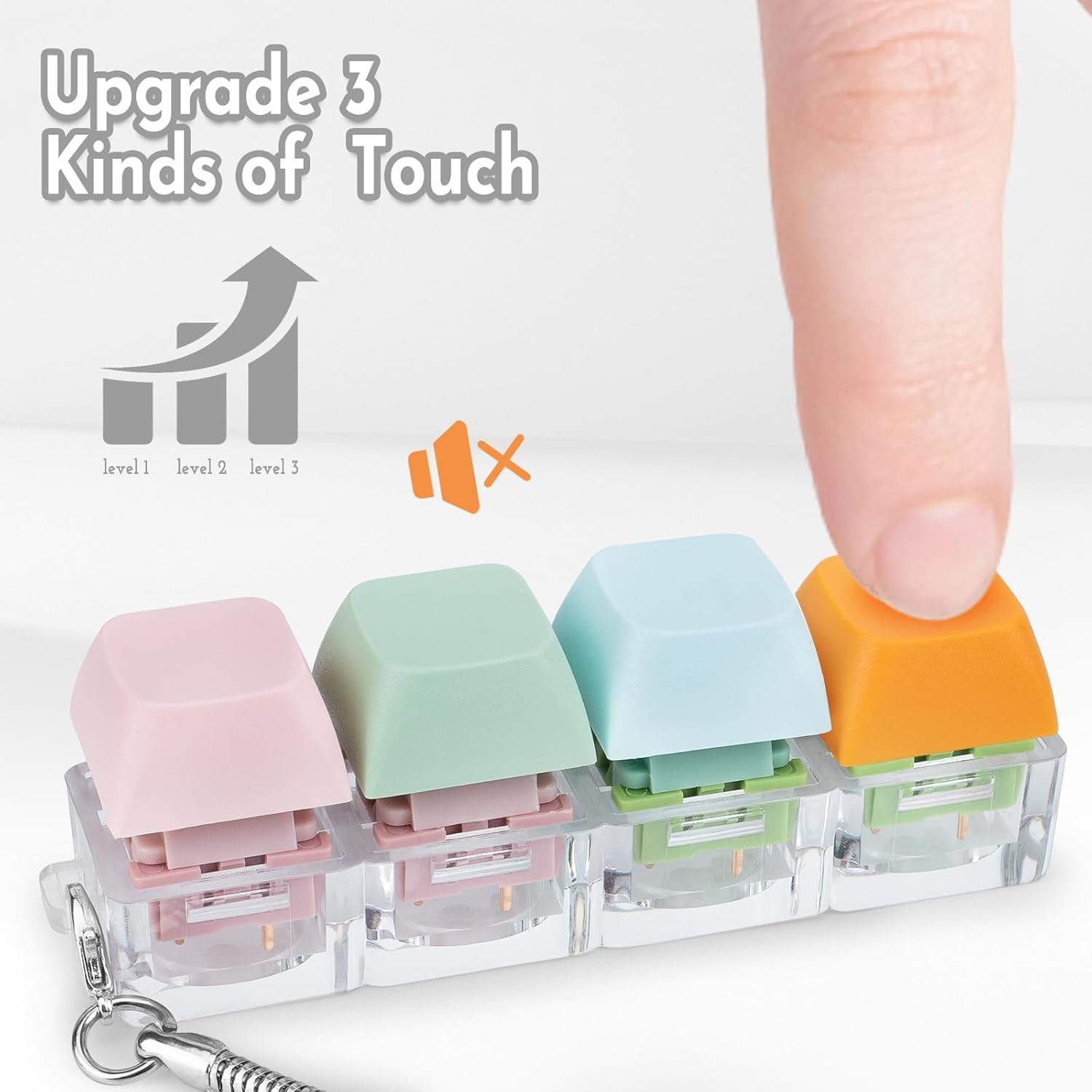 Byhoo Keyboard Fidget Toys, Quiet Fidget Toys for Relieve Stress, Fidget Keychain of 4 Colors Keyboard Clicker, Silent Fidget Keyboard for Study Room, Library and More Quietness Place image number 1