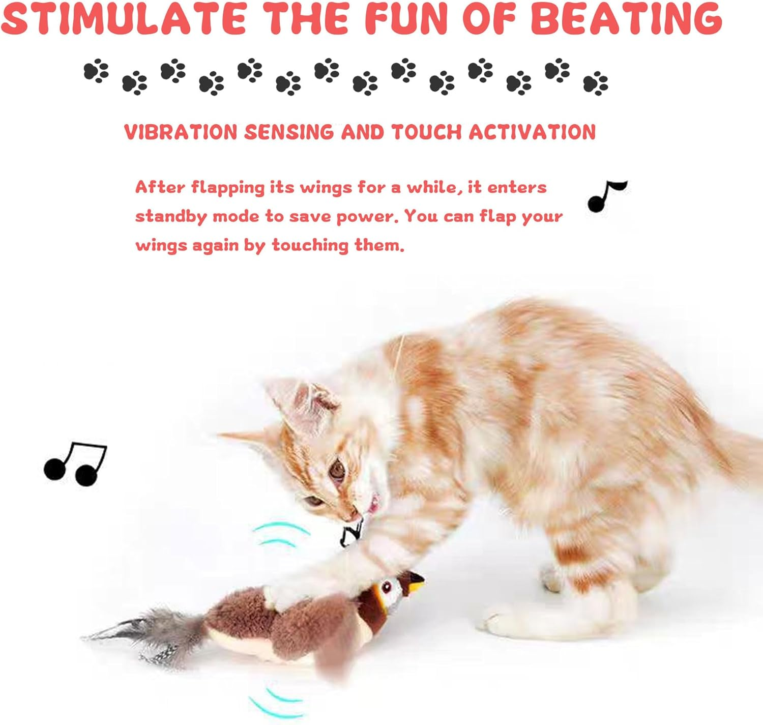 Flying Bird Cat Toy,Bird Cat Toy,Bird Interactive Cat Toys,Interactive Cat Toy,Usb Charging,Vivid Chirping Bird Chase Cat Toy,Interactive Cat Bird Toys with Feather Tail (2Pcs)