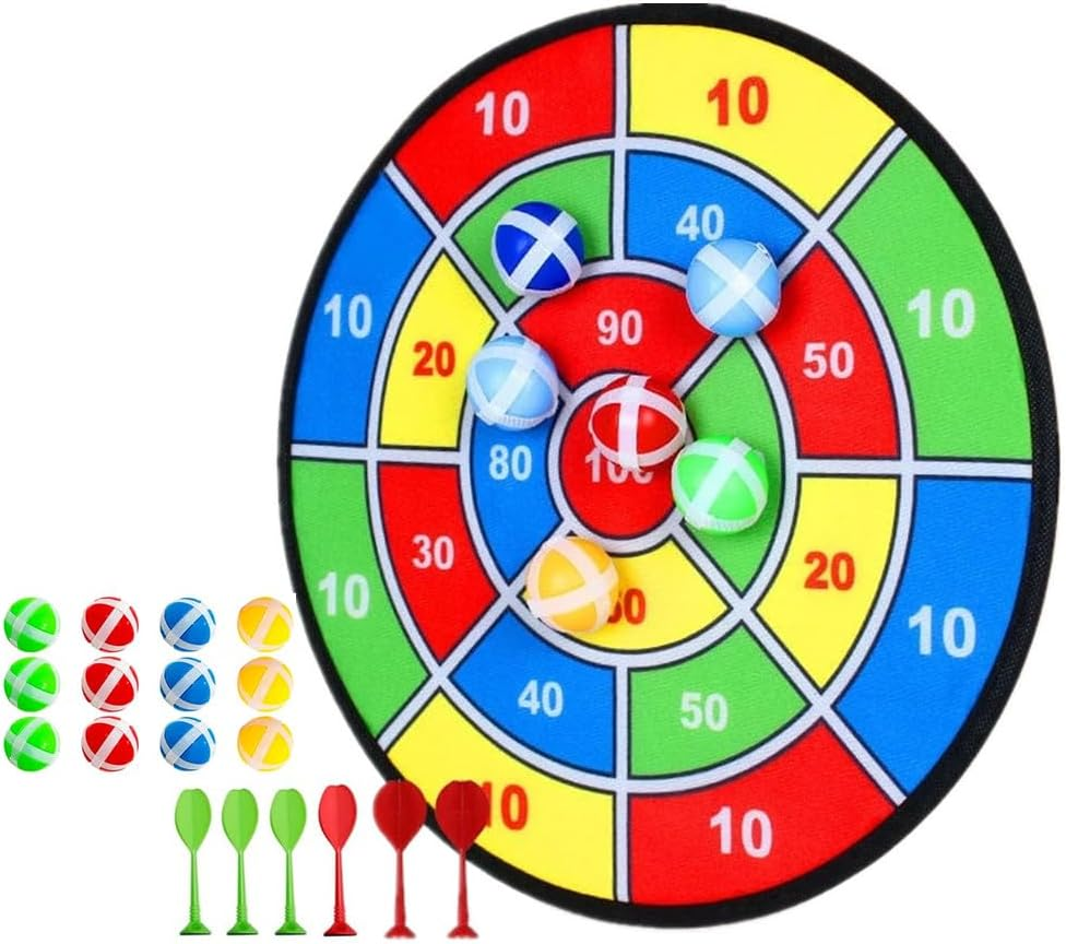 Large Dart Board Set,Dart Board for Kids with 12 Sticky Ball 6 Sticky Dart, Foldable Indoor Outdoor Party Safe Dart Game Toy Sports Gifts image number 2