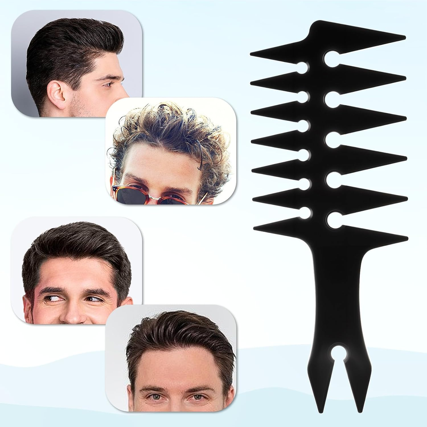 Hair Wide Tooth Comb - Double Sided Detangling Comb for Men'S Hairstyling image number 5