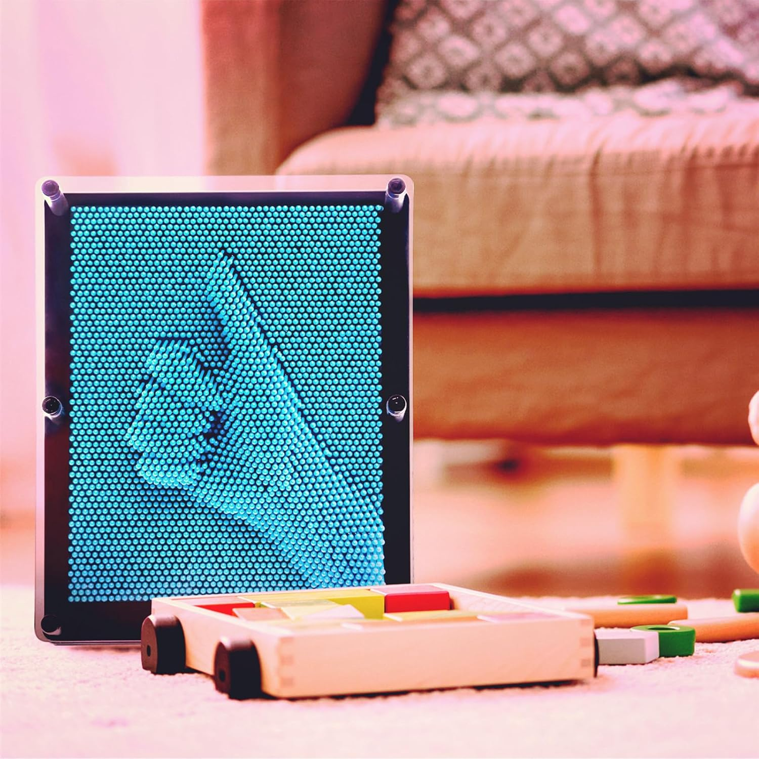 3D Pin Art Board - Extra Large 10" X 8" Impression Sculpture for Kids and Adults - Hand Mold Board Gift - Light Blue image number 4