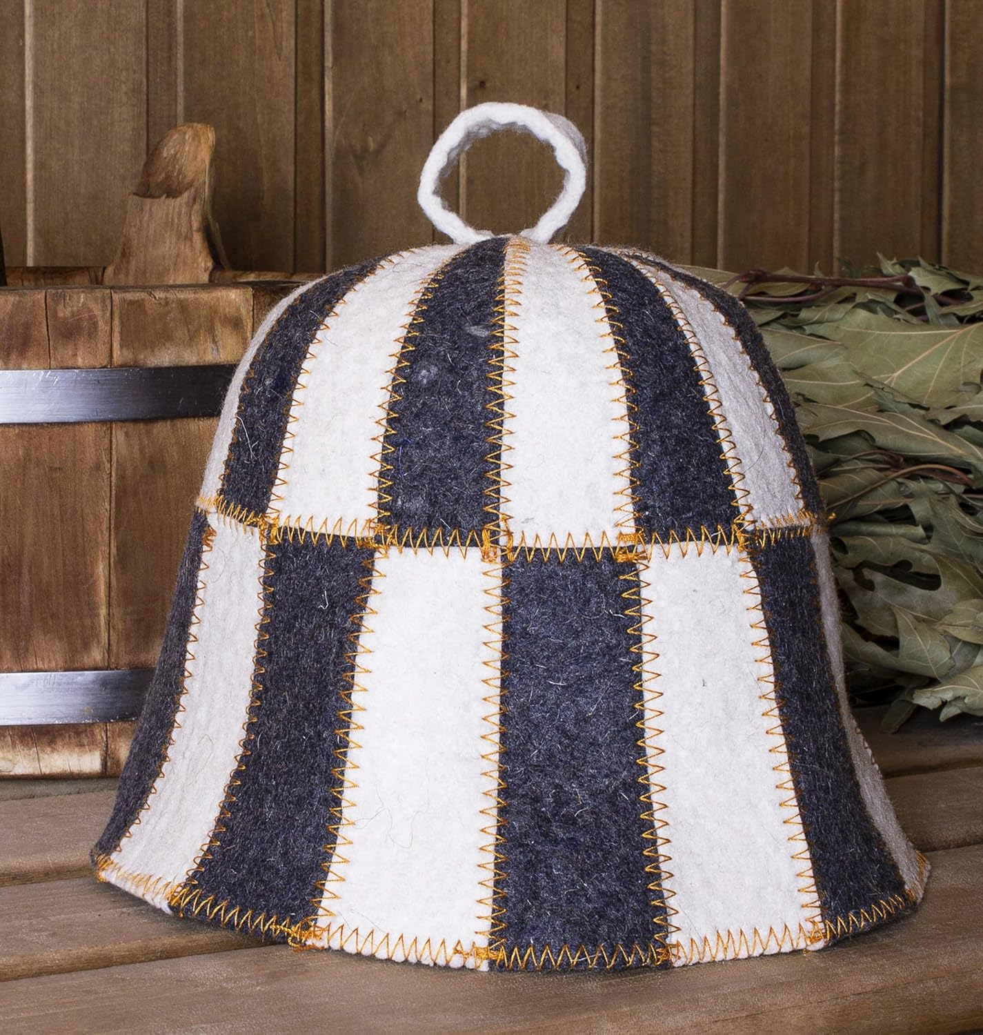 ASKOLD 2 Pcs Wool Sauna Hats Checkered Sauna Accessory - Sauna Hat Cap for Men Women Wool Sauna Hat Banya Hat for Men Women image number 3