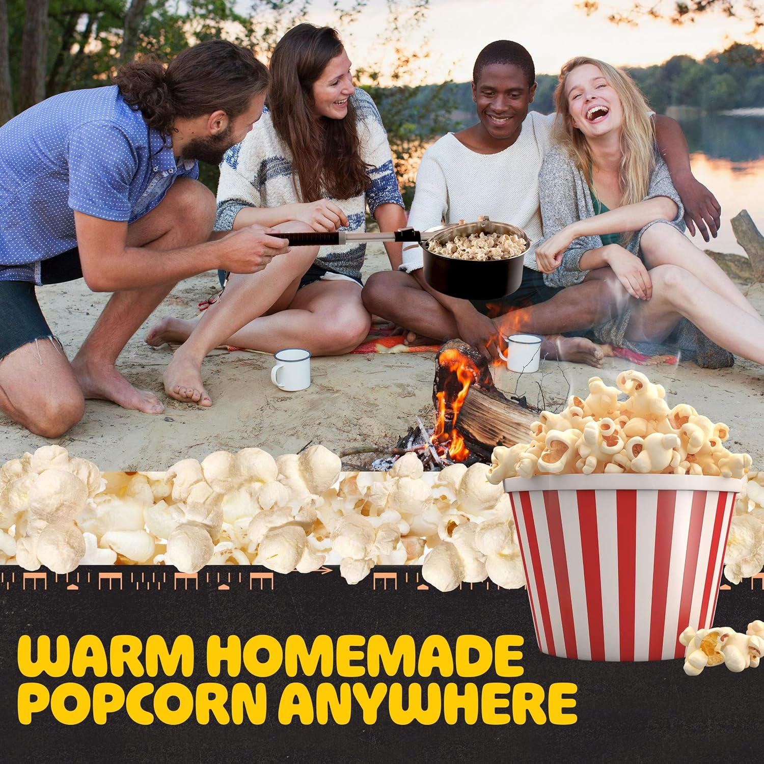6252 Great Northern Popcorn Pit Popper Campfire Firepit Popcorn Popper - Theater Popcorn Outdoors! image number 2