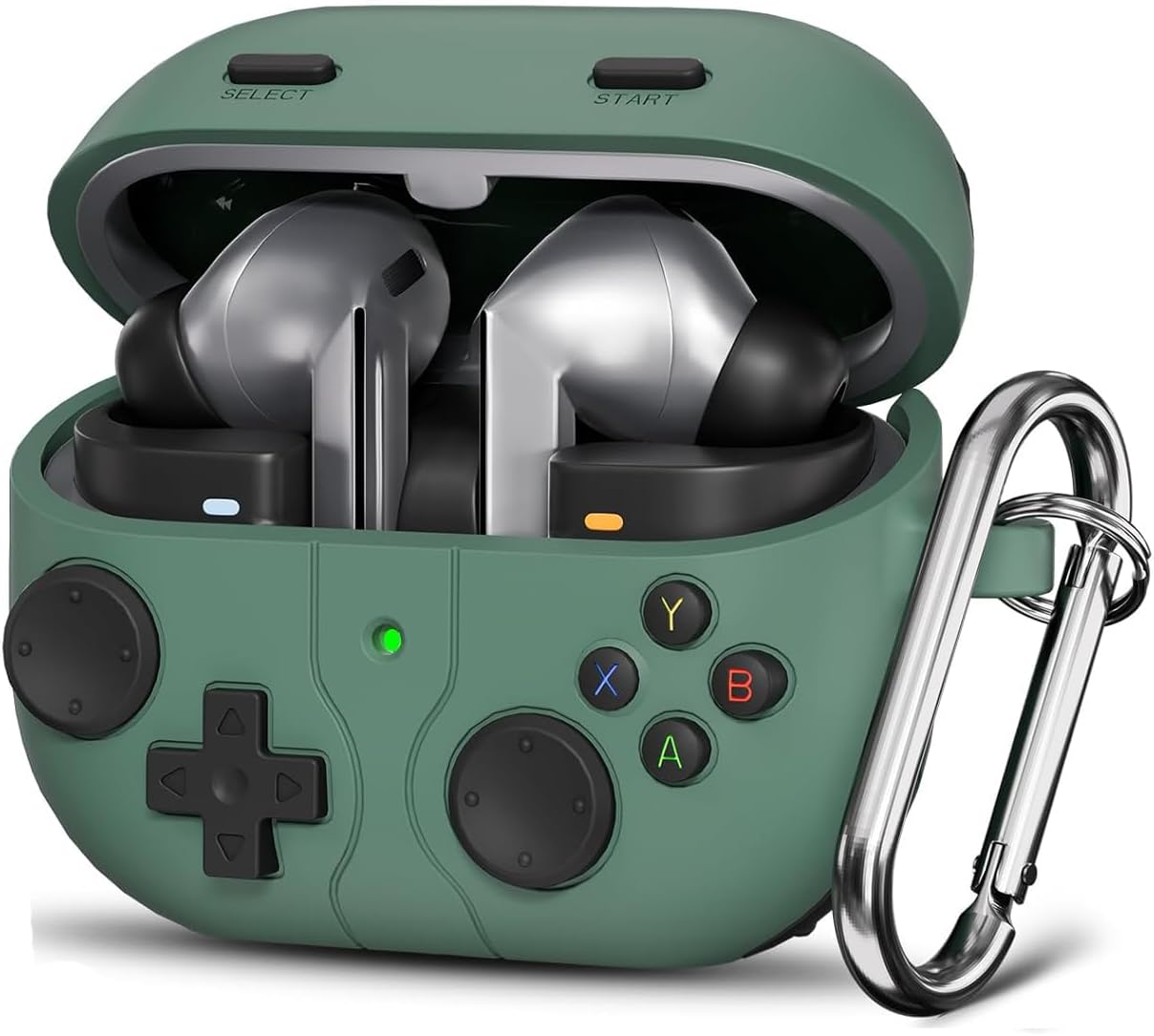 Game Case Compatible with Samsung Galaxy Buds 3 Case & Galaxy Buds 3 Pro Case,With 3D Decompression Button,Soft Silicone Classic Game Player Design Case Cover Green