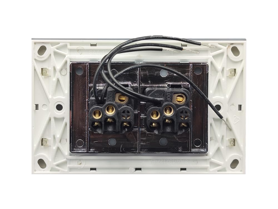 Elcop Sapphire Series Real Glass Powerpoints and Push Button Switches with LED (2 Gang Glass Push Button Blue LED Switch)