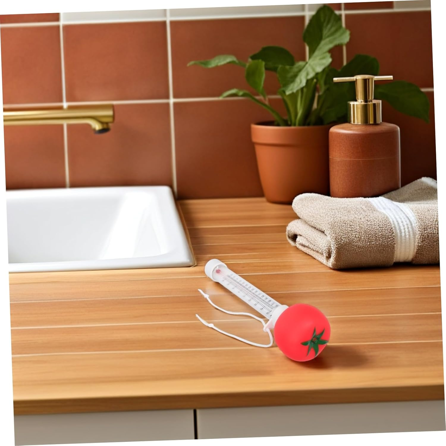 VANZACK Floating Tomato Pool Thermometer with Large Display Accurate Water Temperature Gauge for Indoor Outdoor Pools Spas Hot Tubs Cartoon Design for Safe Bath and Swimming image number 4