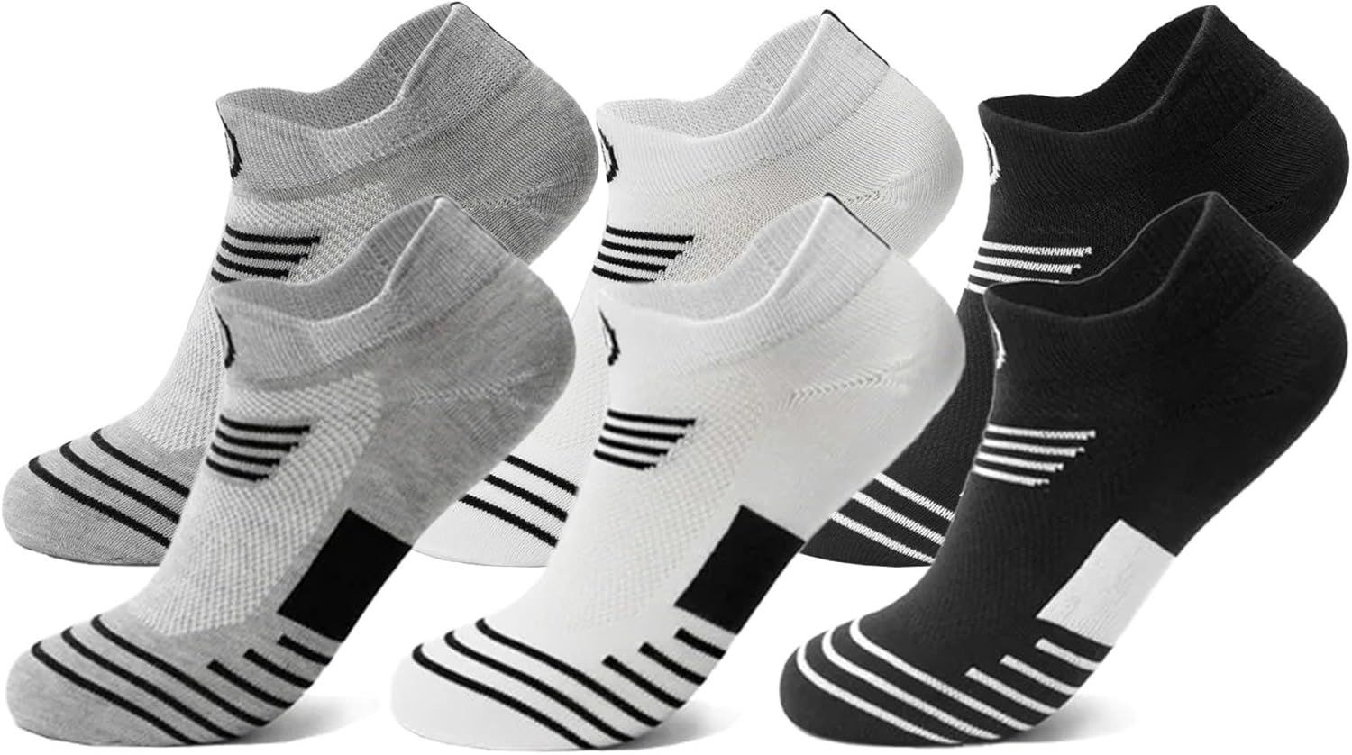 INSPOTES 6 Pair Ankle Men Socks, Women Socks Breathable Athletic Running Training Workout Sport Socks Daily Active Wear Low-Cut Socks image number 3