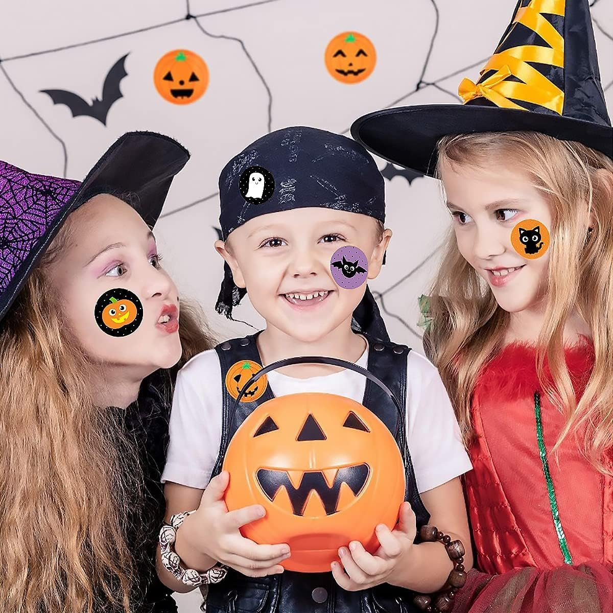 Halloween Stickers for Kids, 1000 Pcs Byhoo Halloween Pumpkin Bat Spider Stickers Roll, 16 Vibrant Colors and Designs, round Seal Label Stickers, Envelope Seals Paster for Halloween Party Decorations image number 2