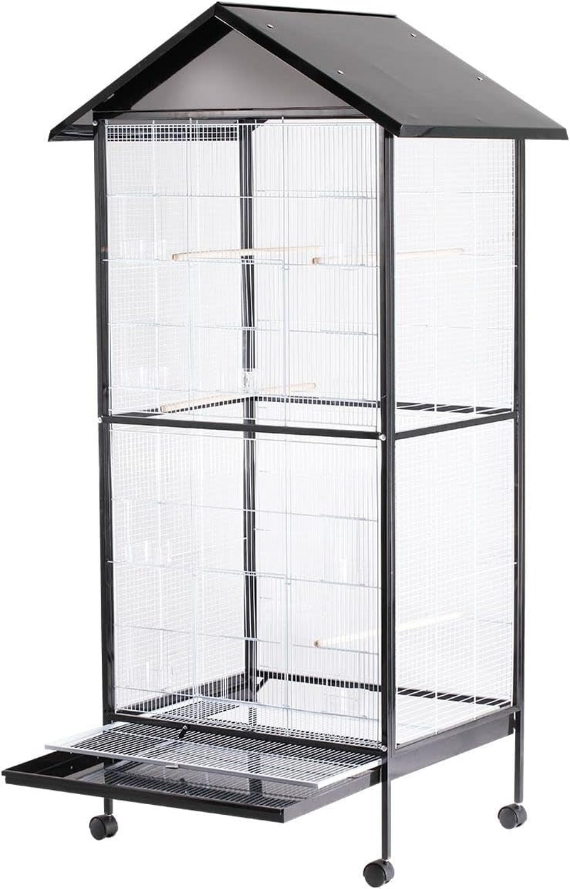 Pet Scene Large Bird Cage Wheeled, 185CM Tall Bird Cage Stand with 4 Perche for Parrot,Cockatiel,Canary image number 1