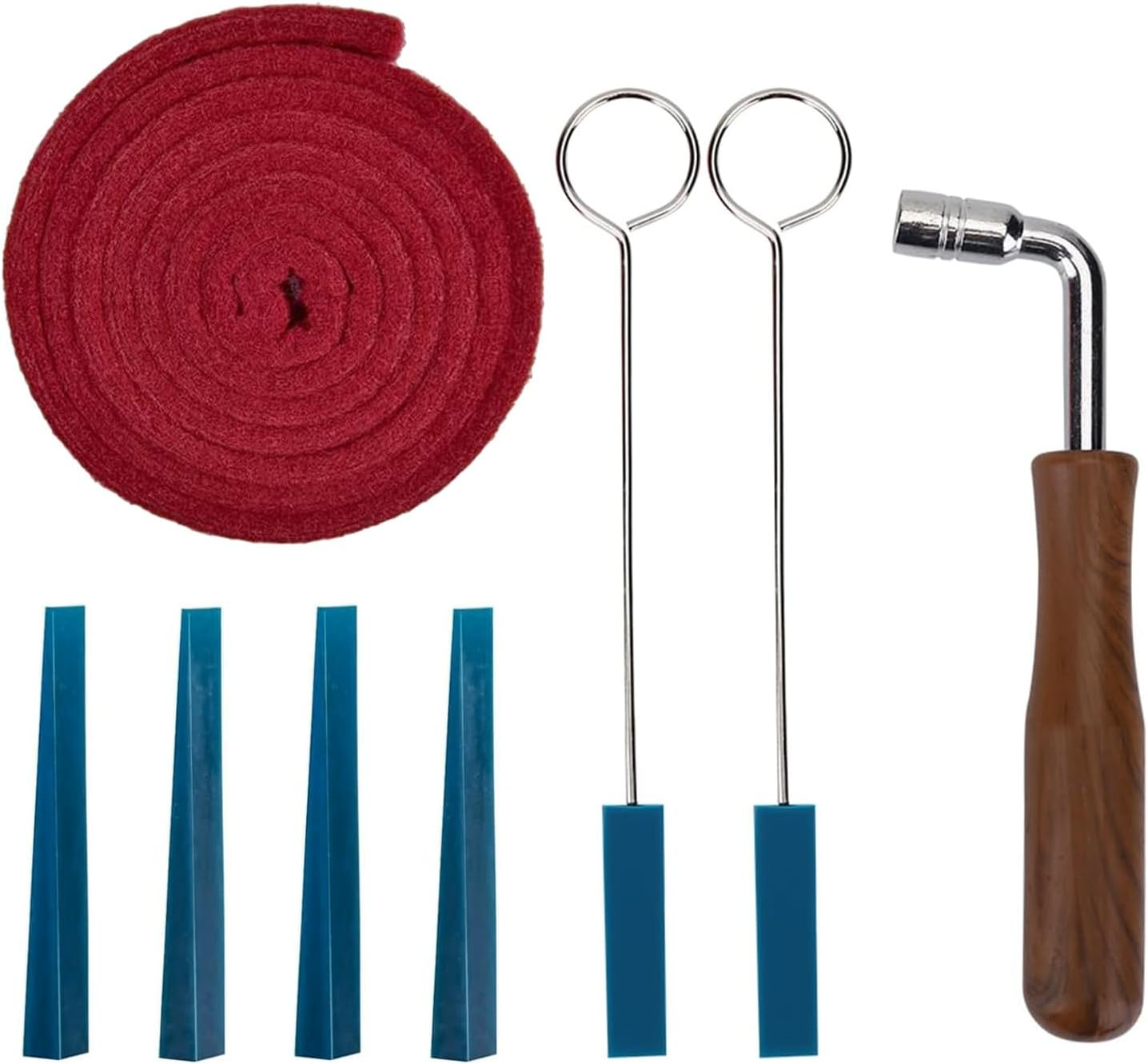 Piano Tuning Tool, 8Pcs Professional Piano Tuning Kit - Tunning Wrench Hammer Tools Accessories DIY Piano Fixing Set, Rubber Mute Felt Temperament Strip for Beginners and Professionals Tuner image number 3