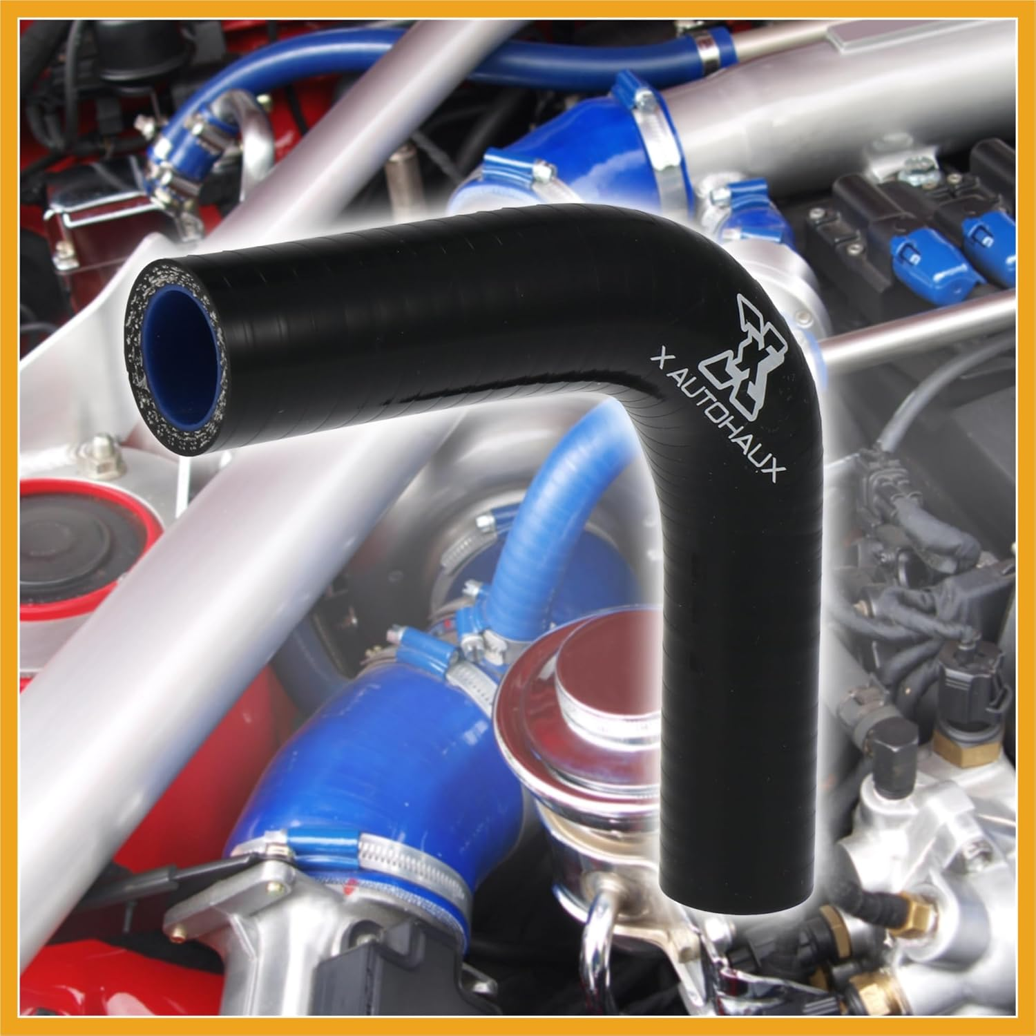 100Mm Length 16-19Mm 0.63"-0.75" Inner Diameter 90 Degree Reducer Elbow Silicone Hose Coupler Intercooler Tube for Car Intercooler Intake Piping Black image number 2