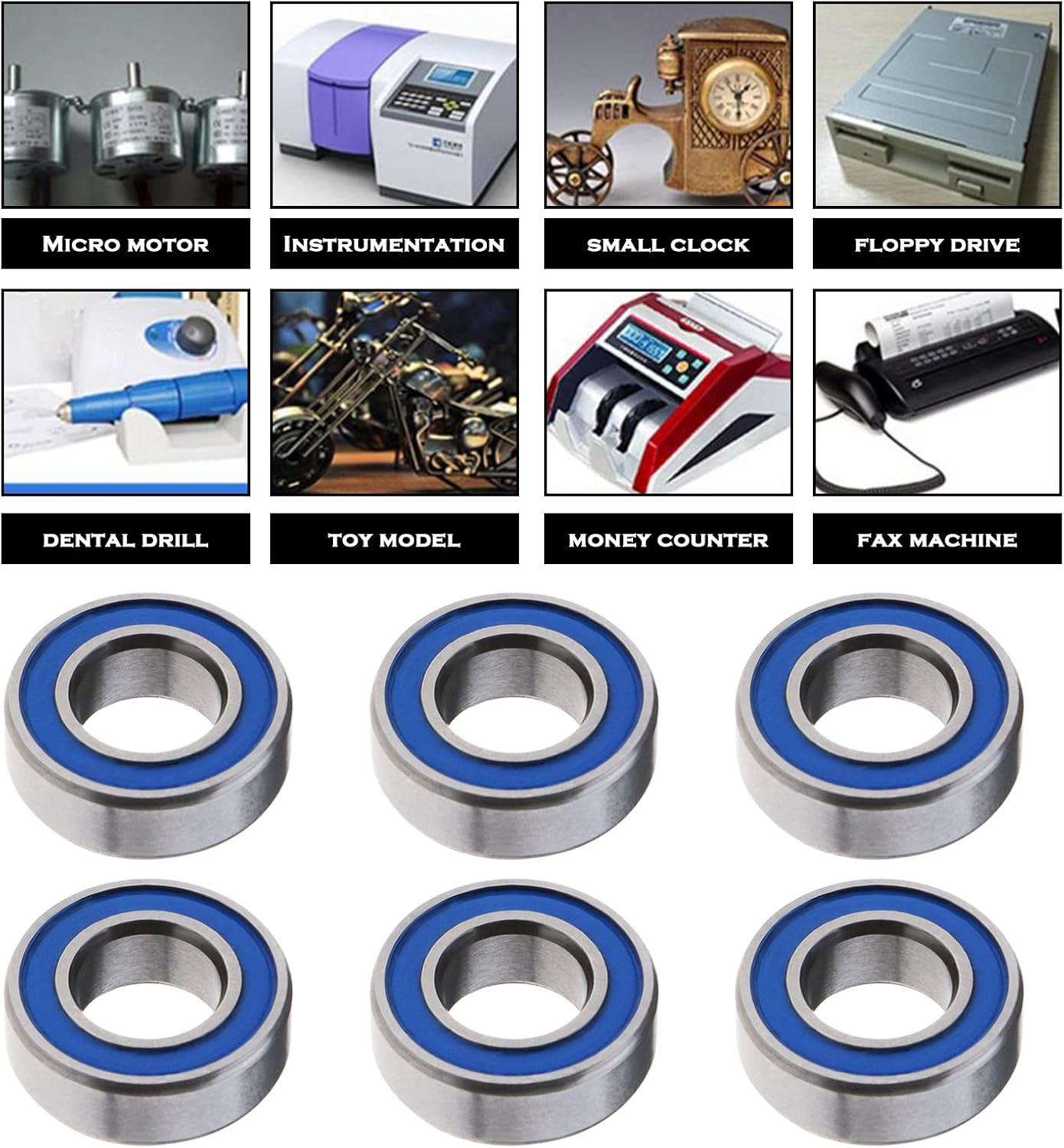 Ecsing 10Pcs MR126-2RS Mini Deep Groove Ball Bearings Double Sealed Carbon Steel Cover Miniature Ball Bearings for 3D Printer Model Toys image number 6