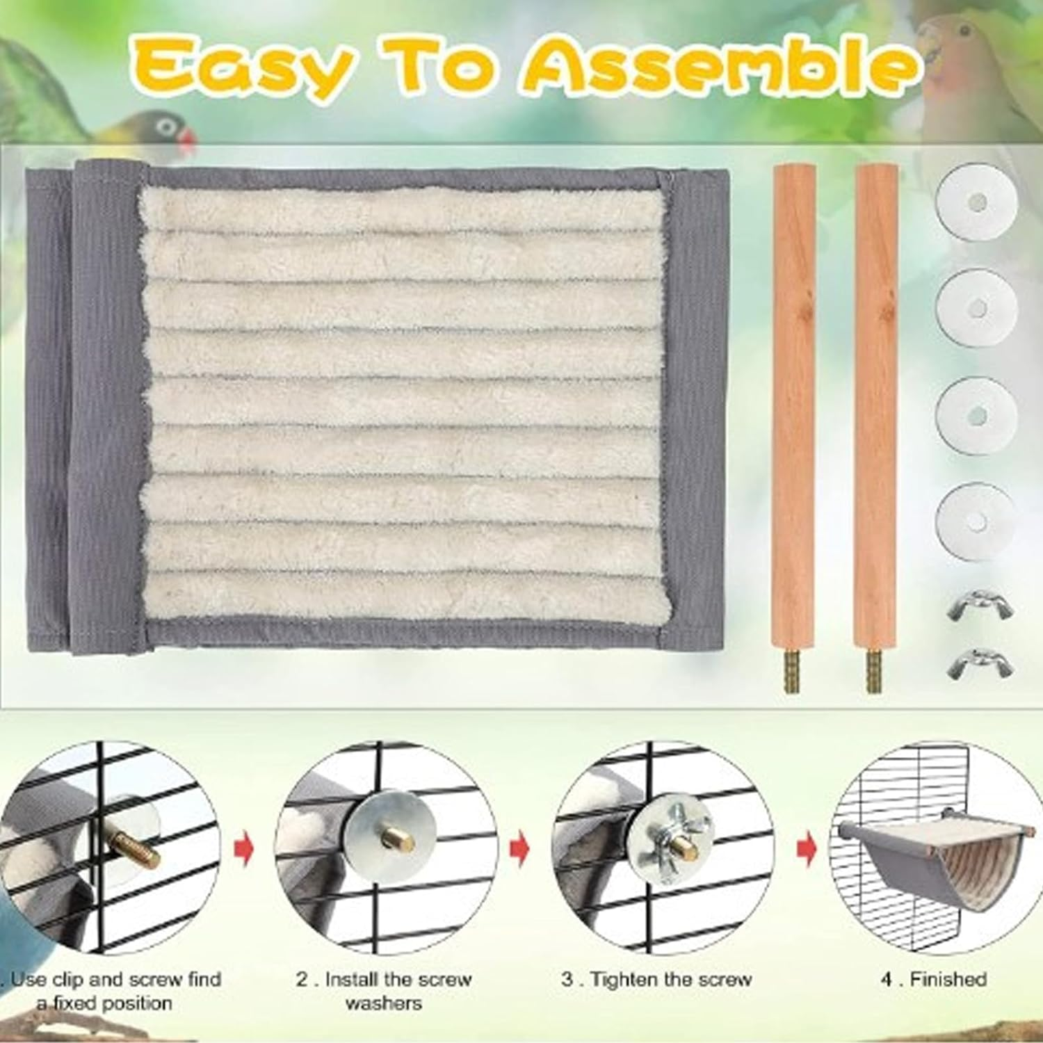 Suspended Hammock Plush Shed Swing Cave Cabin, Warm Bird Nest Bed, Hanging Hammock Snuggle Hut Parrot House image number 2