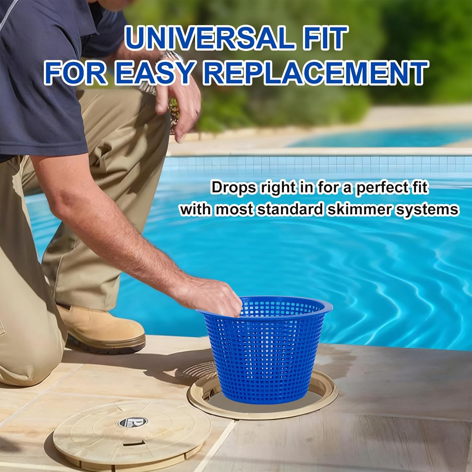 POOLAZA Pool Skimmer Basket Replacement (2 Pack) &ndash; Pool Skimmer Baskets with Built-In Handle, Captures Leaves and Debris, Fits Most Standard Skim Systems image number 4