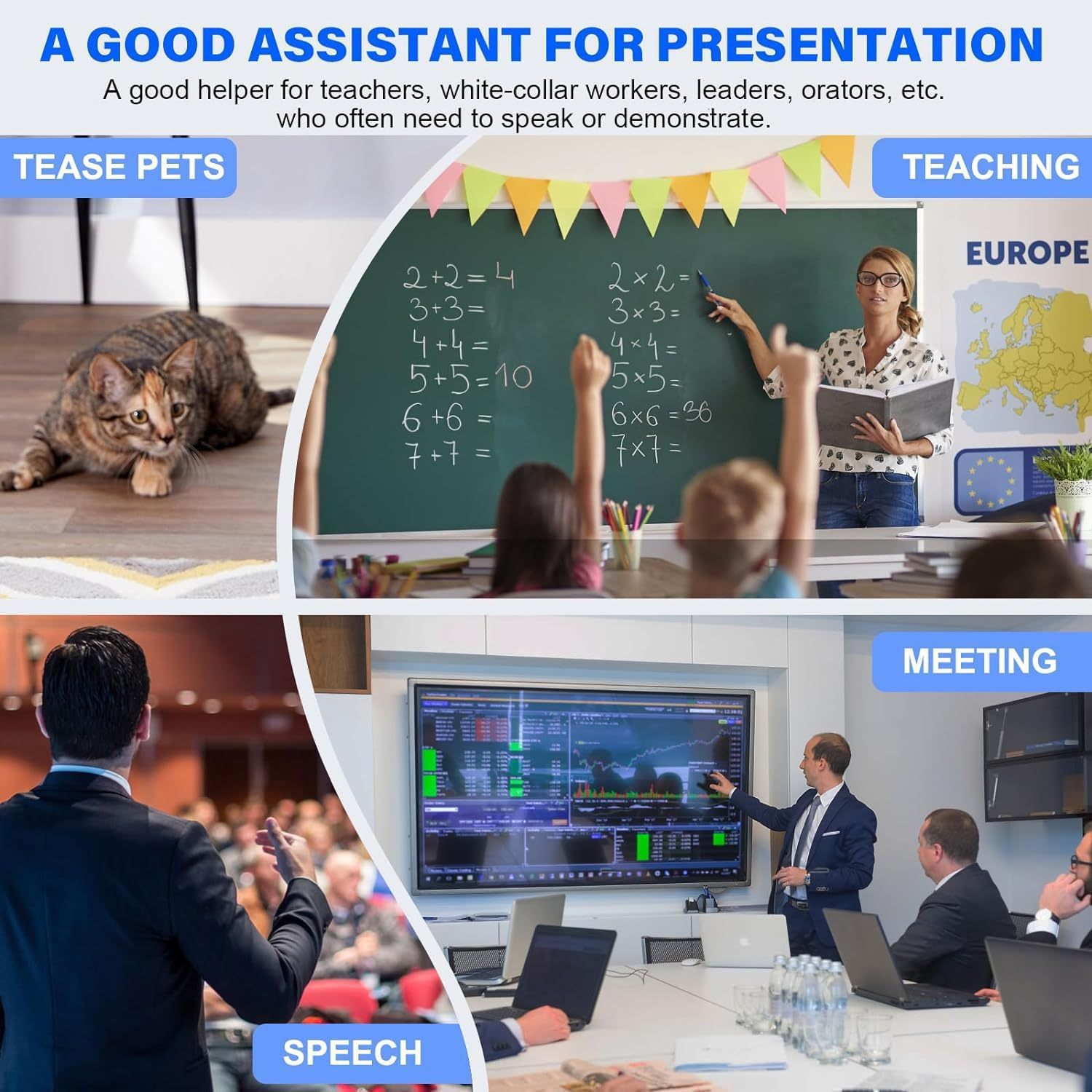 Rechargeable 2-In-1 USB Type C Presentation Clicker Wireless Presenter Remote Clicker for Powerpoint Presentations with Laser Pointer, Slide Advancer for Computer/Mac/Laptop image number 1