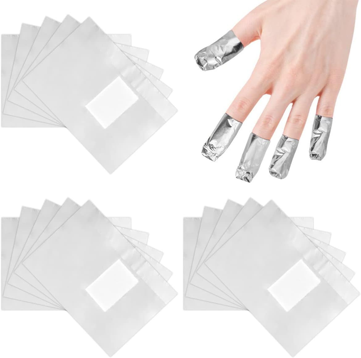500Pcs Nail Foil Wraps, Nail Wraps Remover Tin Foil, Nail Gel Remover, Soak off Foils Tool Kit, Cotton Pads Gel Polish Remover, Soak off Foils Gel for Removing Nail Polish at Home image number 4