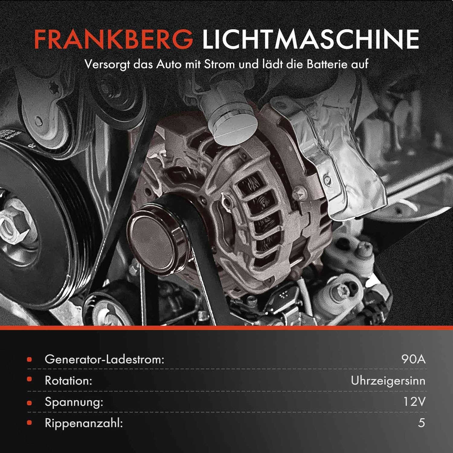 Frankberg Alternator Generator 90A Compatible with A-Class W168 A140 A160 A190 1.4L-1.9L 1998-2004 Vaneo 414 1.6L 2002-2005 Replace# SG9B037 image number 5