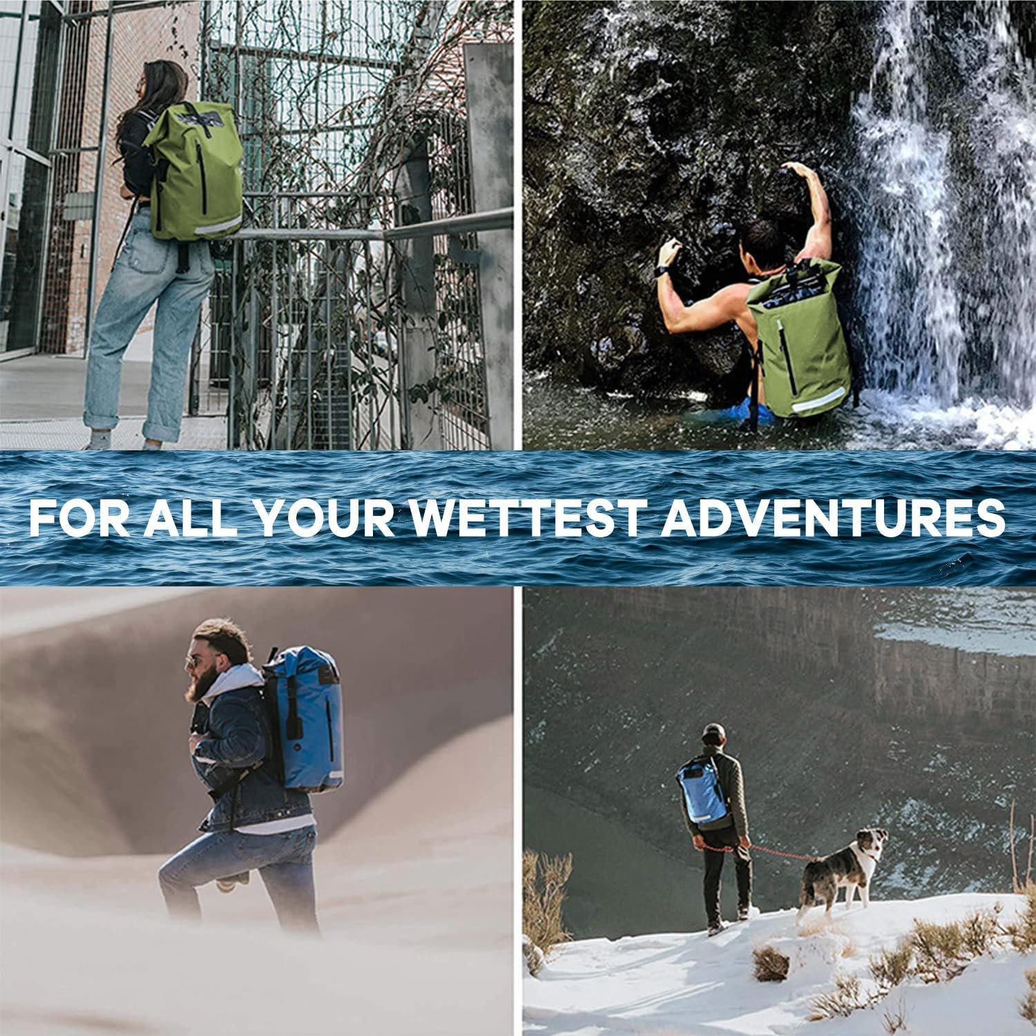 Namolit Waterproof Backpack Heavy Duty Roll-Top Dry Bag for Kayaking Rafting Boating Yellow - Blue image number 2