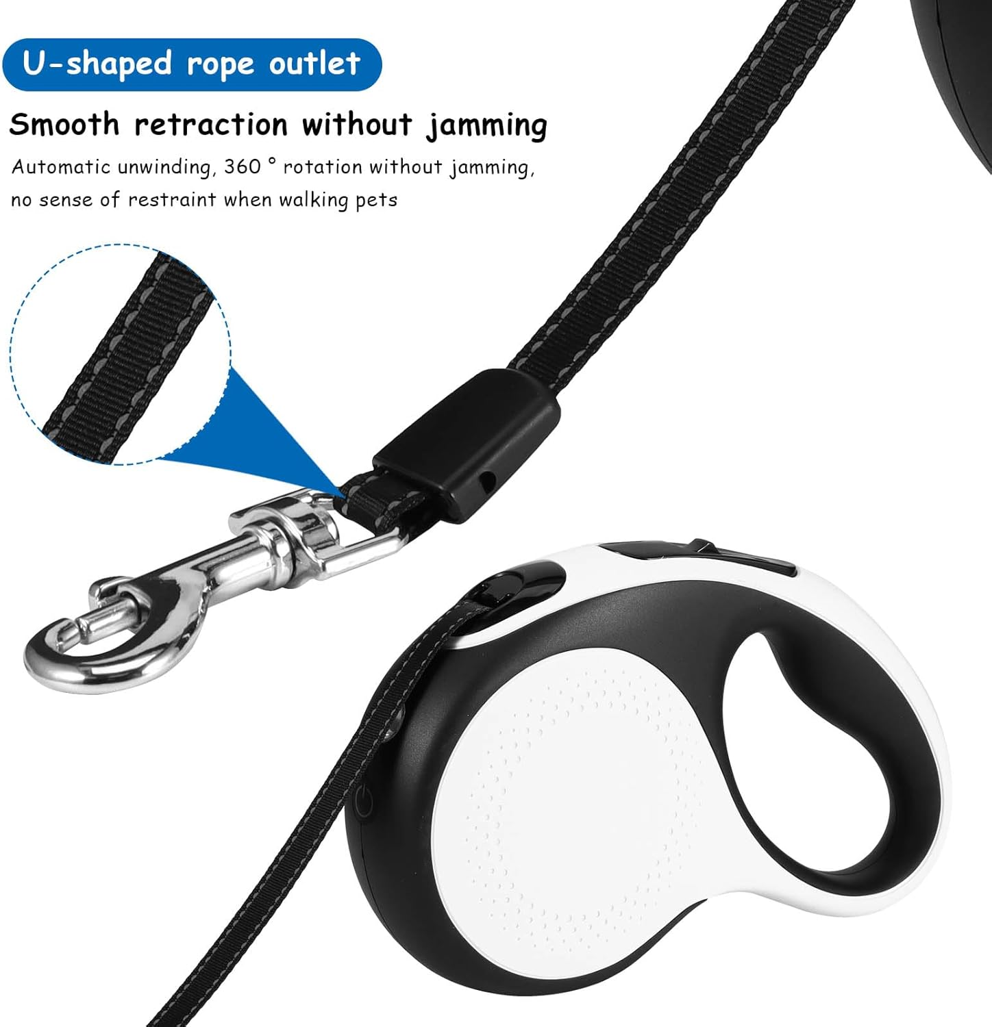 Viitech Dog Lead 5 M, 360&deg; Tangle-Free Flexi Lead with LED Light, Retractable Pull Rope with Non-Slip Handle for Medium Large Dogs up to 30 Kg image number 4