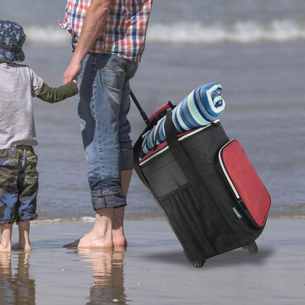 36L Foldable Rolling Picnic Cooler Bags Wheeled Outdoor Cooler Bags on Wheels image number 1