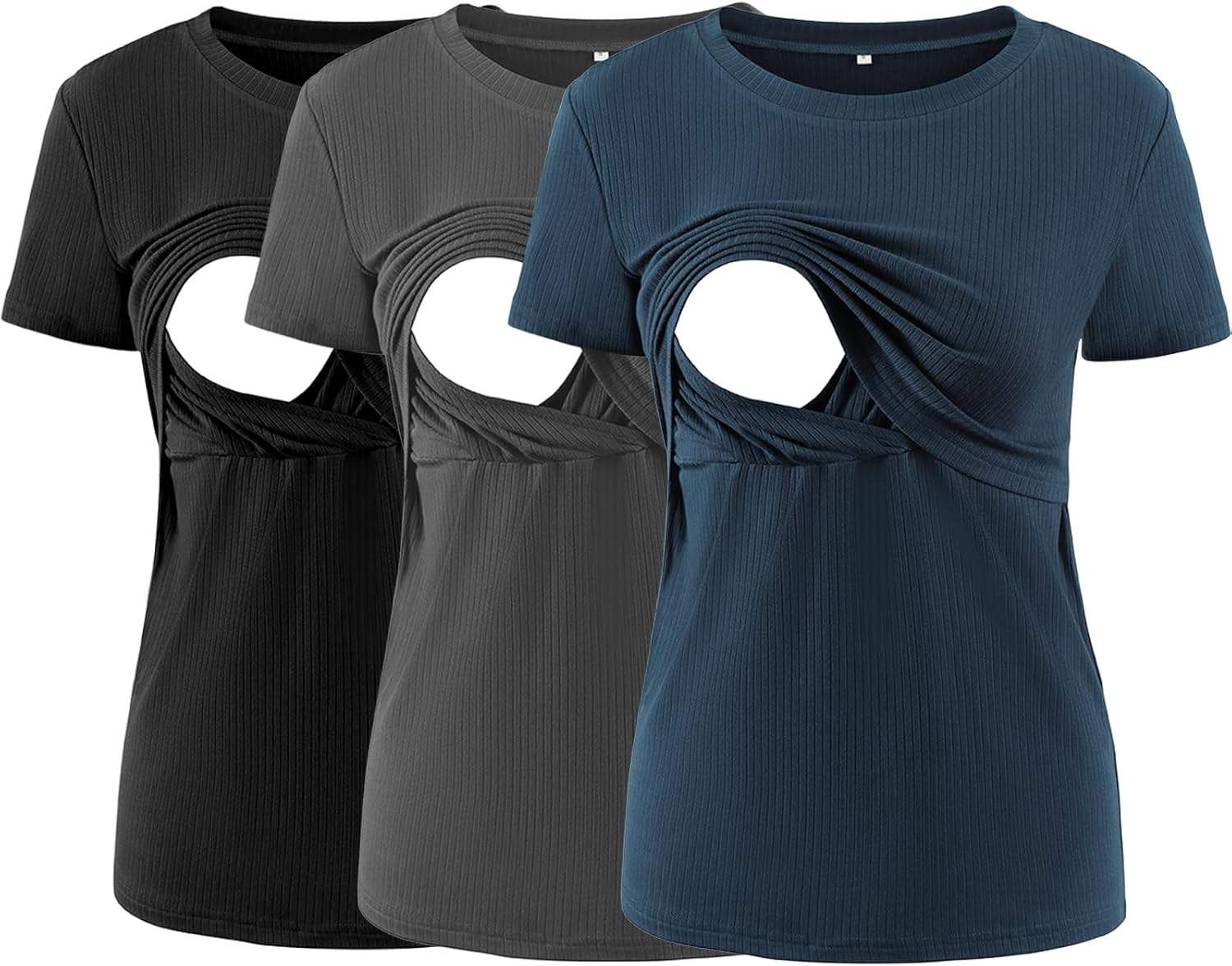 Liu Qu Women'S Maternity Nursing Dress Short Sleeves Lounge Dress for Breastfeeding with Pockets image number 7