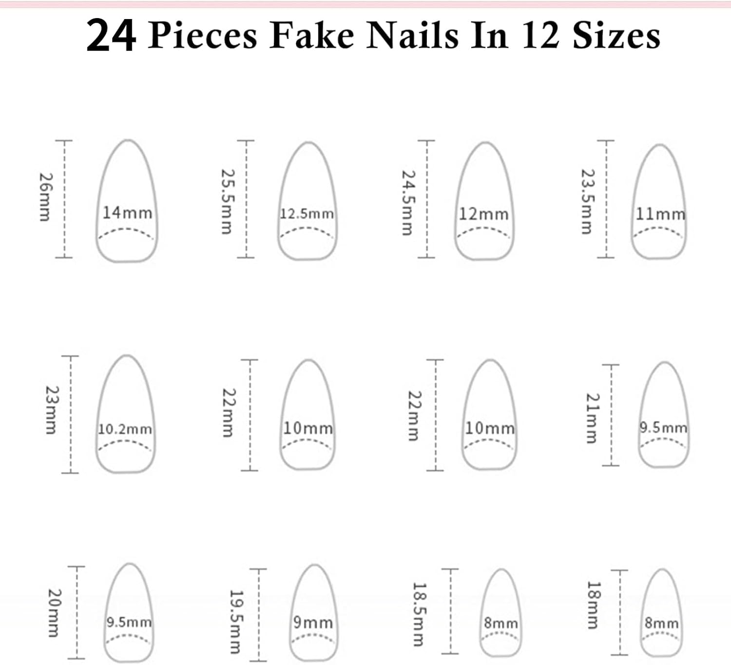 Tavvke 24 Pcs French Tip Press on Nails, Medium Almond Fake Nails with Colorful Fruit Swirl Floral Designs, Full Cover Nail for Women and Girls image number 6