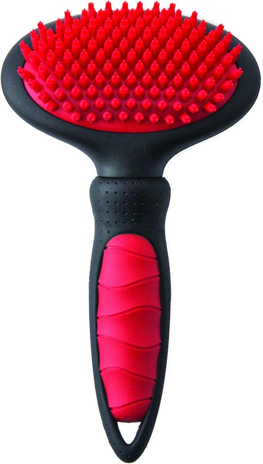 Mikki Dog, Puppy, Cat Grooming Massage Slicker Brush - Gentle, Relaxing Grooming - Large