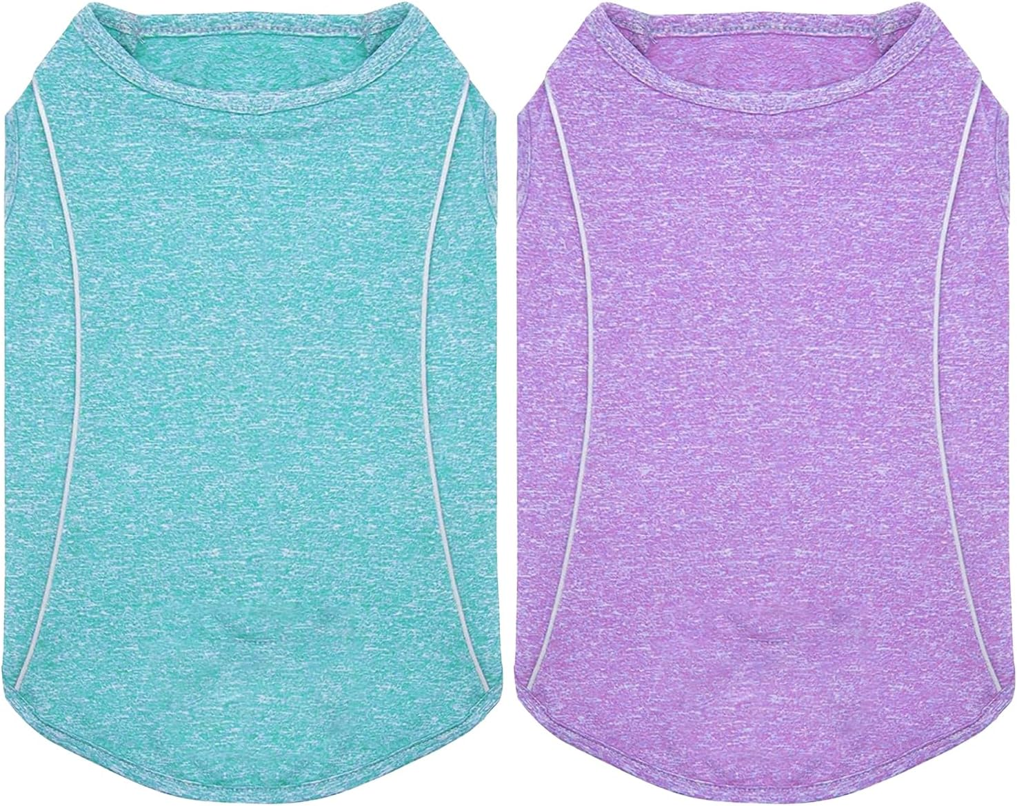 Pack of 2 Dog Shirts with Reflective Stripes, Athletic Tank Top, Dog Shirt for Small Dogs, Breathable Sleeveless Dog Vest, Lake Blue + Purple, M image number 2