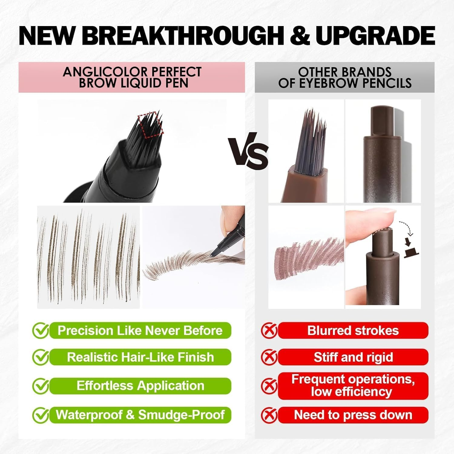 Anglicolor Microblading Eyebrow Pen, Natural Eyebrow Pen, Easy to Color, Long Lasting, Quick Drying for Shaping and Filling Eyebrow Makeup - 02 Mocha image number 3