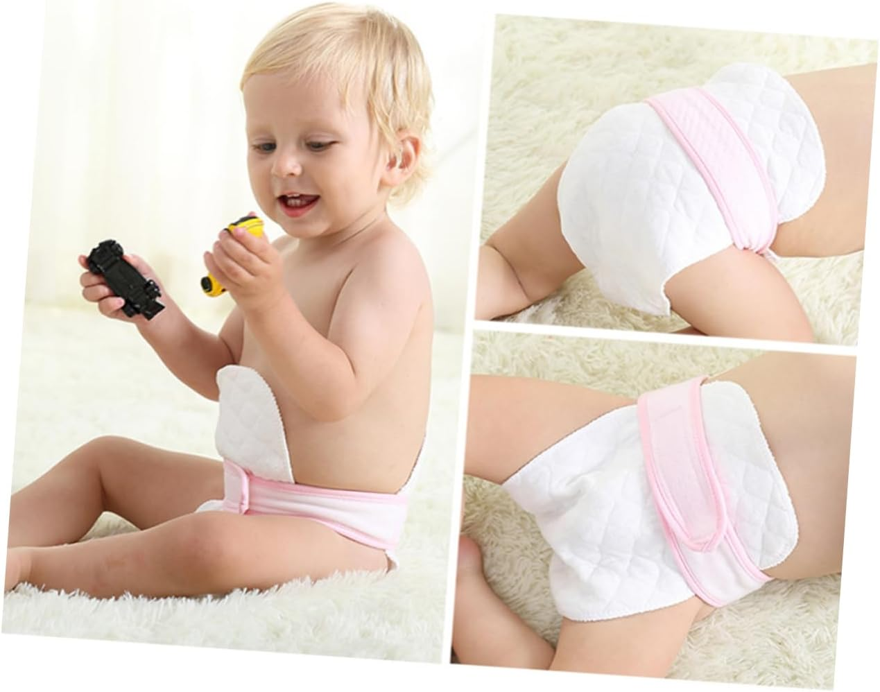 Toyvian 10Pcs Ply Cloth Diapers Reusable Washable Cotton Newborn Diapers Breathable image number 2