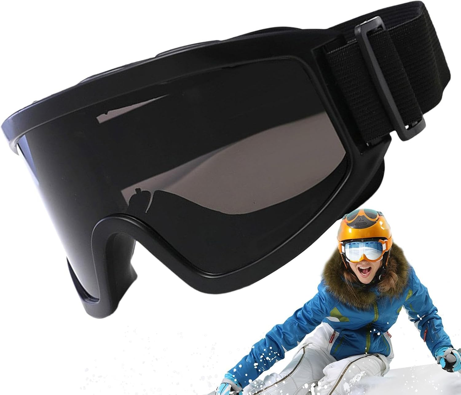 Snowboarding Goggles - Motorcycle Goggles | Ski and Snowboard Goggles for Men Women, anti Fog UV Protection Glasses for Running, Cycling