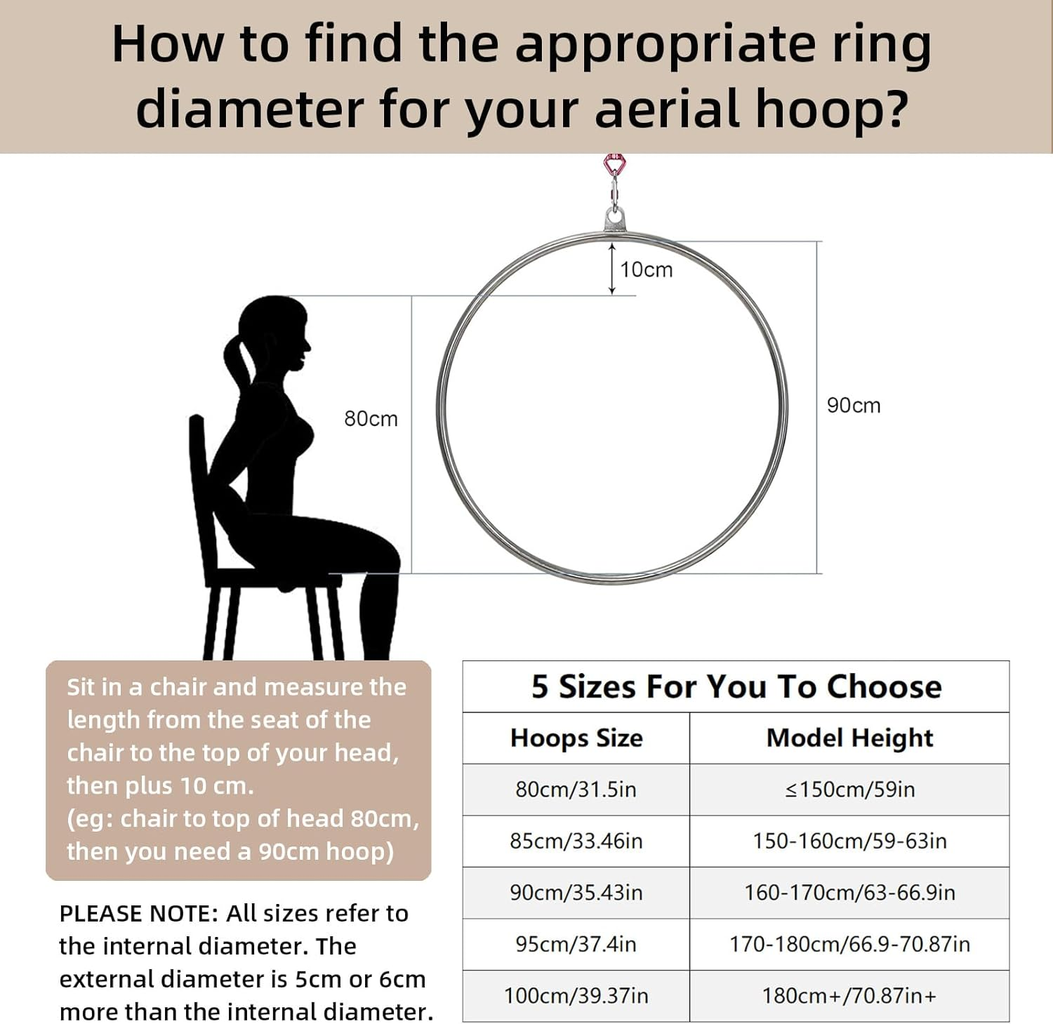 PRIORMAN Lyra Hoop Aerial Hoop Set with Rigging Hardware Single Stainless Steel Hoop Circus Hoop Great for Dancing Studio, Aerial Fitness image number 2