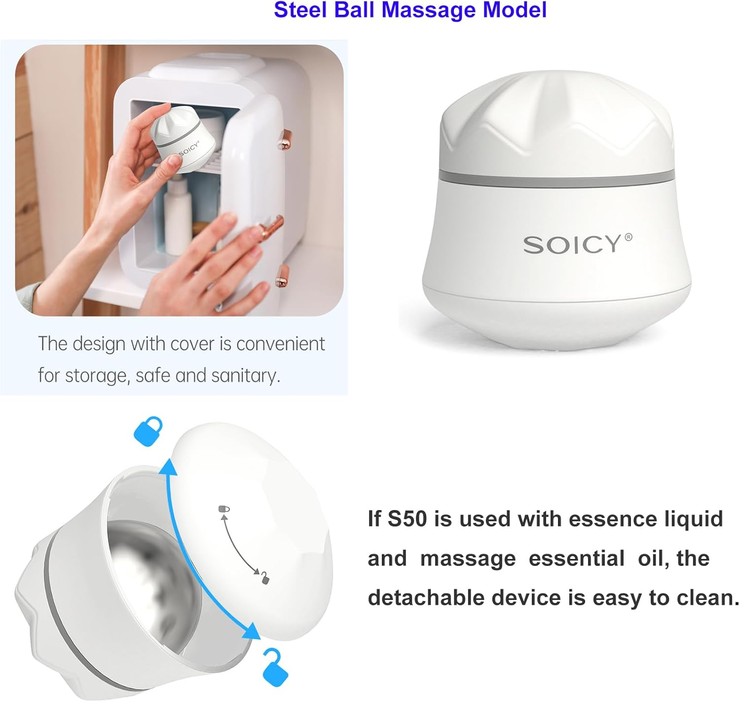 OPENDGO Ice Roller for Eye Face, Facial Ice Roller Stainless Steel Ball Skin Cooling Face Massage Beauty Skin Care Tool,Facial Massage Ice Globes - Steel Ball Massage Model image number 4