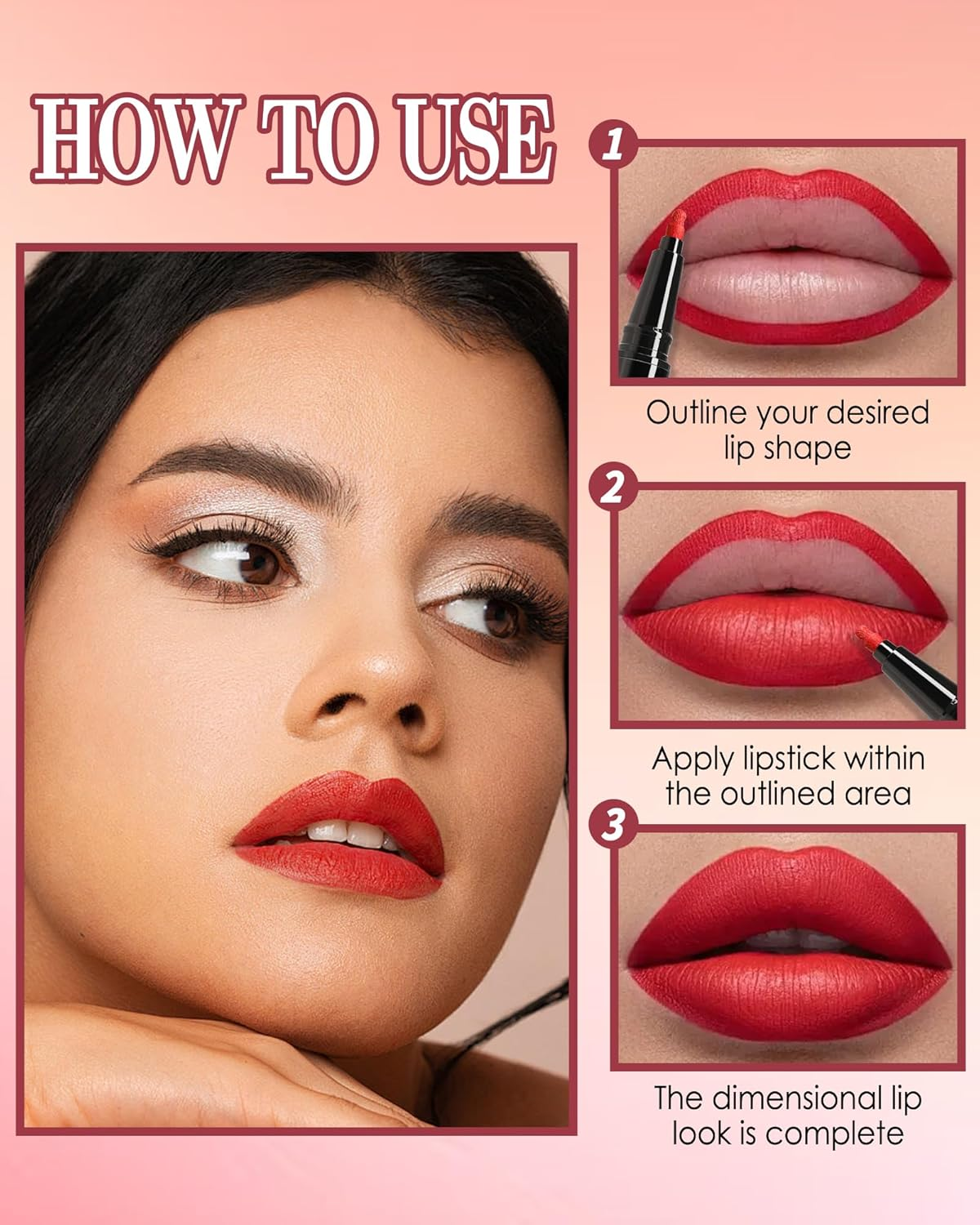 Matte Lip Liner Waterproof, Long-Lasting Smudge-Proof Lip Mark Pencil, Highly Pigmented Liquid Lipstick, Smooth Moisturising Lip Liner Pencils, Lip Gloss, Natural Tattoo Effect, 02# Burgundy image number 6