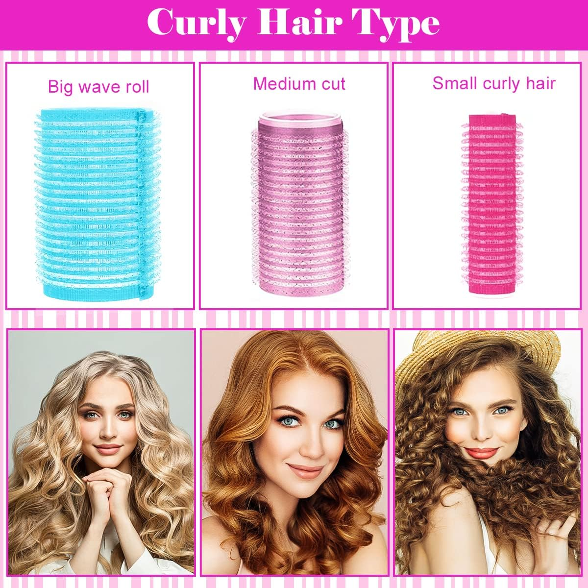 Encuryna Pack of 50 Hair Rollers Set, Self-Adhesive Hair Rollers, Curlers, Adhesive Rollers, Curls without Heat Curlers with Comb and Duck Beak Clips for Women, Salon, Barber, Hairdresser image number 2