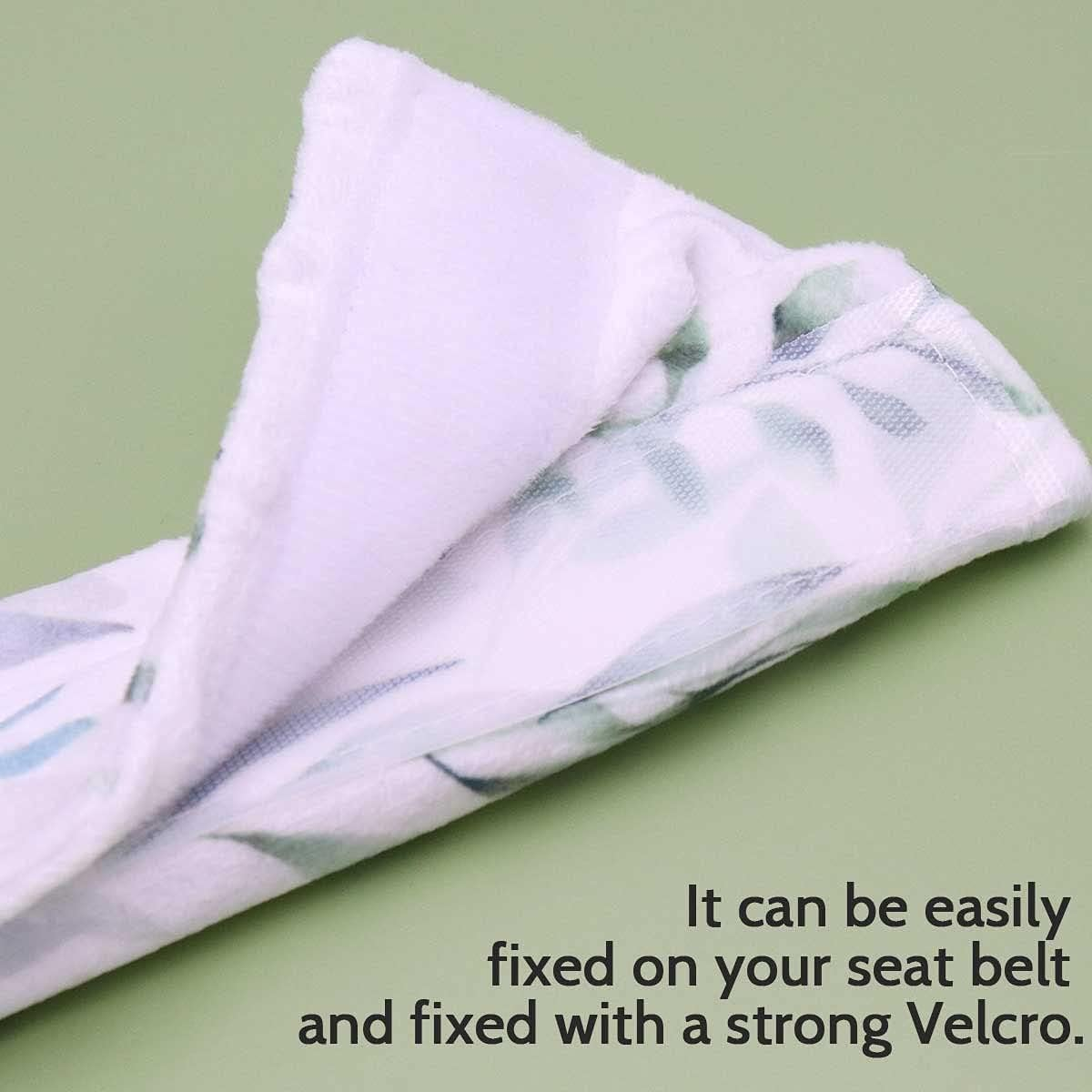 DILIMI Baby Car Seat Neck Cover, 2Pcs Car Seat Belt Cover Pad, Shoulder Strap Protectors, Seat Belt Covers Cushion for Boy Girl (Leaf) - Green Leaf image number 5