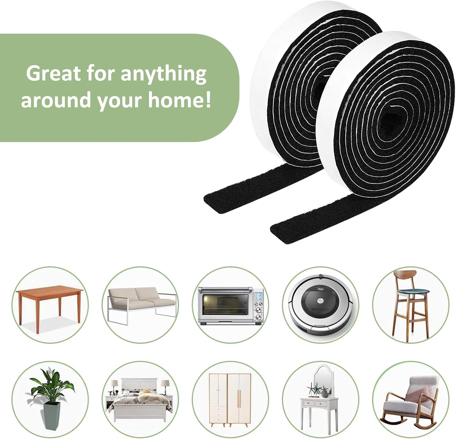 COMNICO 4 Rolls Felt Strip with Adhesive Backing, Non Slip Cuttable Felt Tape Self Adhesive Furniture Pads for Protecting Furniture Surfaces Hardwood Floor Chair Wall (Black, 1/2X60In)(Black,4)