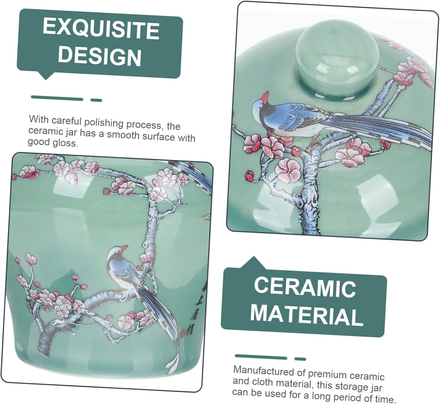 COLLBATH Ceramic Tea Jar Chinese Style Tea Canister Small Size Porcelain Traditional Blue and White Pattern for Home Kitchen Storage image number 6