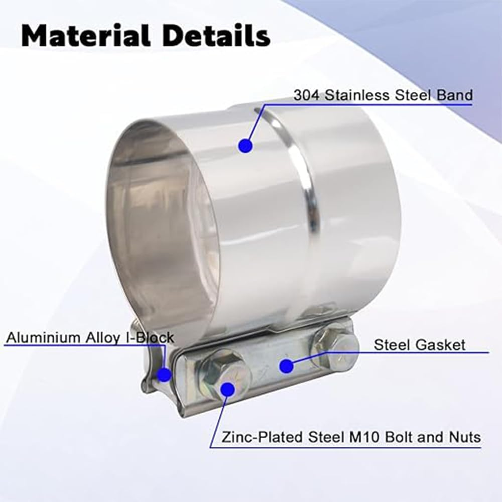 2 Inch Exhaust Clamp, Lap Joint Band Clamp Stainless Steel for Clamping 2" OD to 2" ID Pipes image number 6