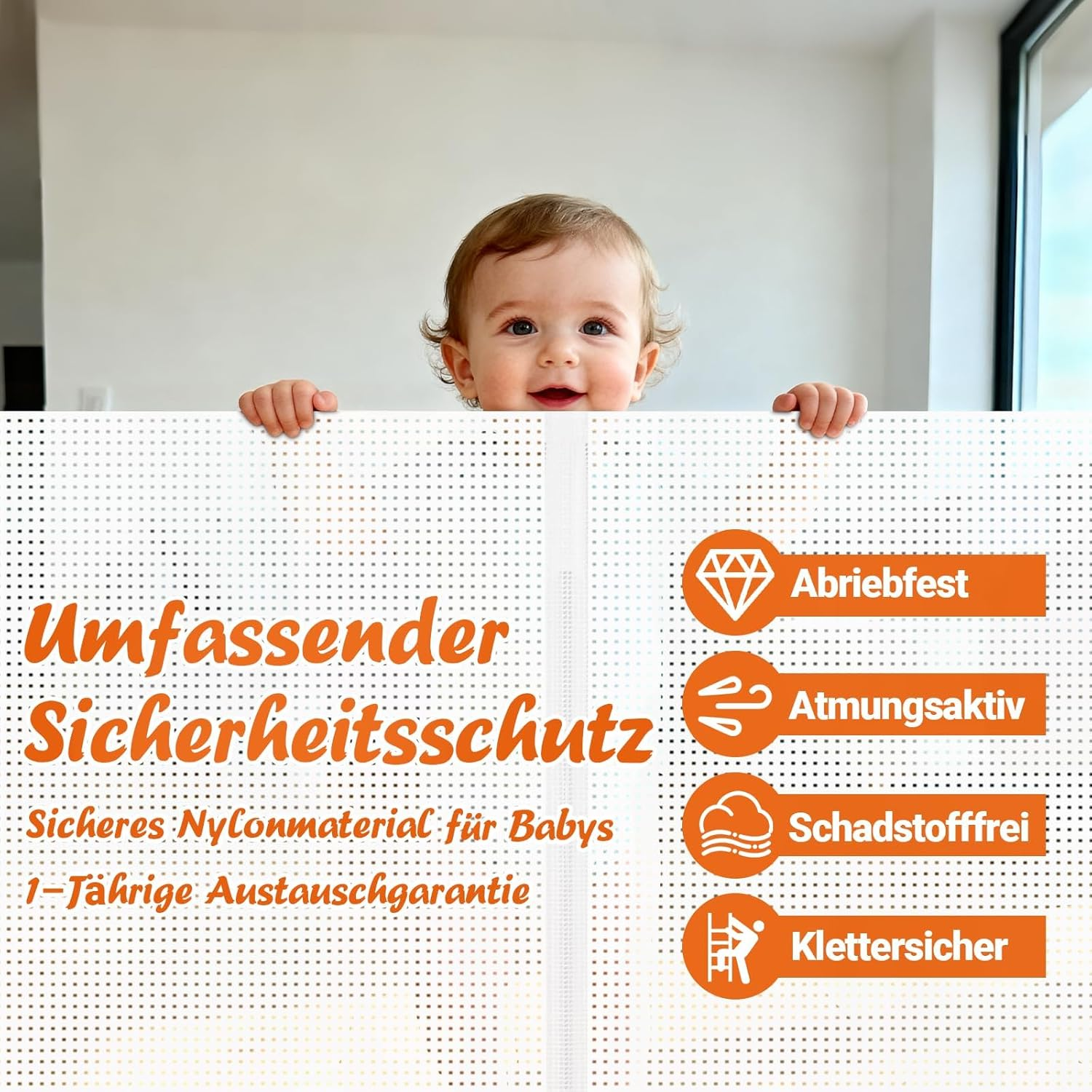 Ycozy 150Cm Retractable Baby Gate for Pet Child with Reinforced Bar Design to Prevent Crawling through 86Cm Tall Mesh Dog Safety Gate for Stairs Doorways Indoor image number 4